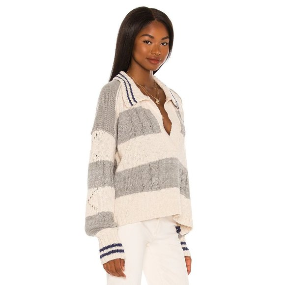 FREE PEOPLE Pembrook Oversize Sweater in Ivory Combo - Large NWT - Picture 3 of 5